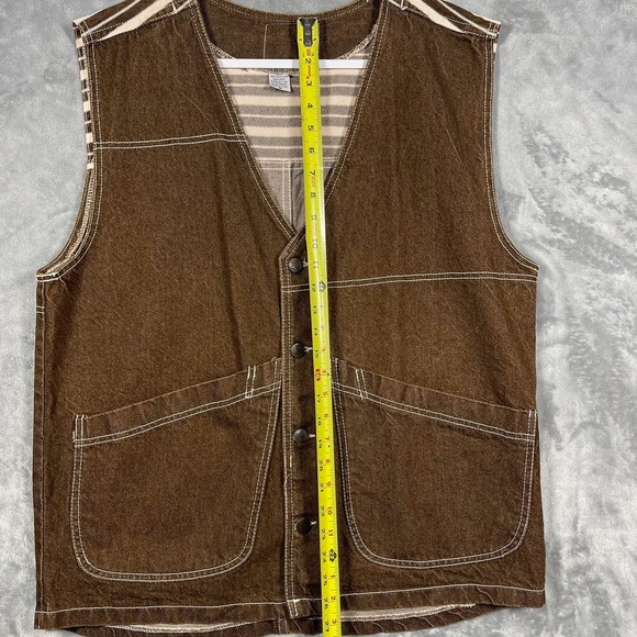 GATE‎ JEANS Mens Brown Denim Workwear Western Vest Metal Buttons Made in USA M - Picture 5 of 9